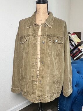 Oversized Washed Ocre Denim Jacket